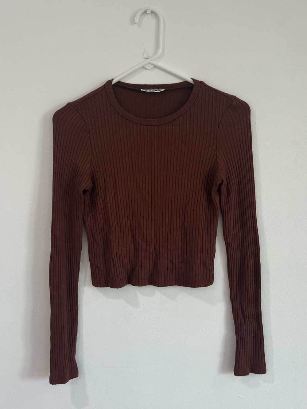 Reformation Brown Ribbed Top 90s Minimalist XS Y2K Model Off Duty